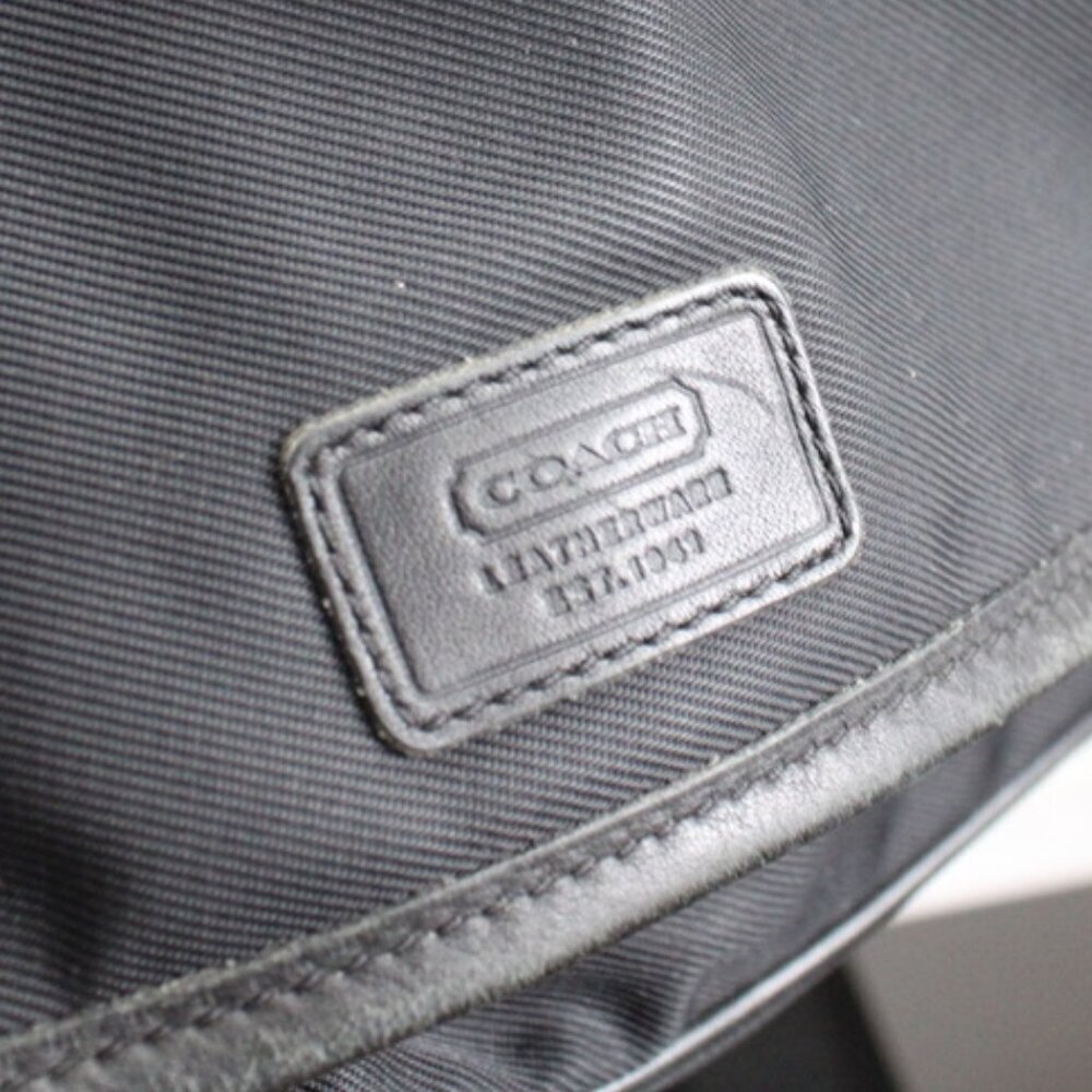 COACH VTG Black Nylon Canvas Leather Flap Large Messenger Portfolio Bag 5109 - Picture 4 of 7